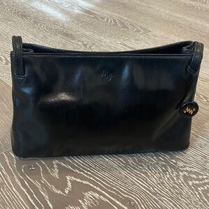 Monsac Black Leather Shoulder Bag